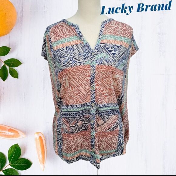 Lucky Brand faux button top - Picture 1 of 8